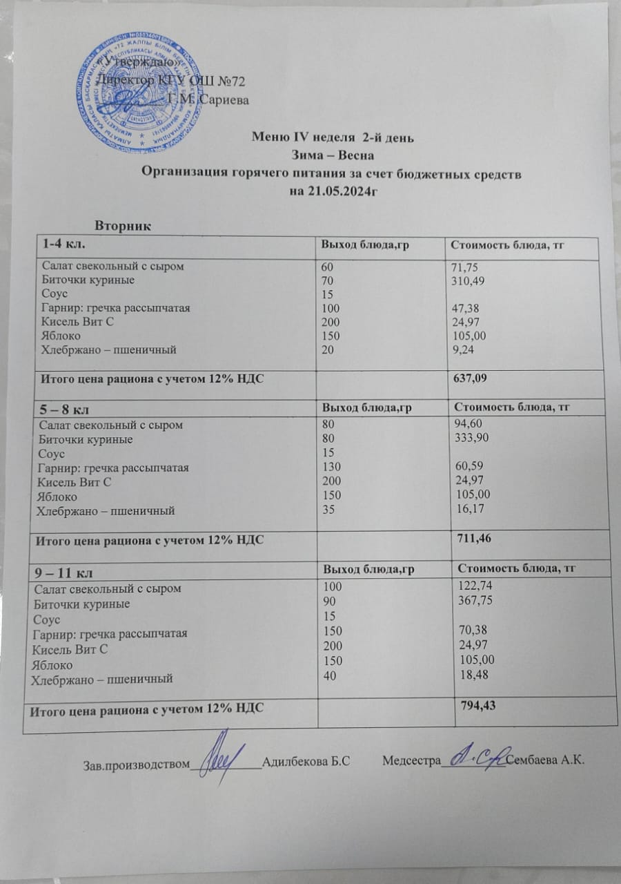 Ас мәзірі 21.05.2024ж