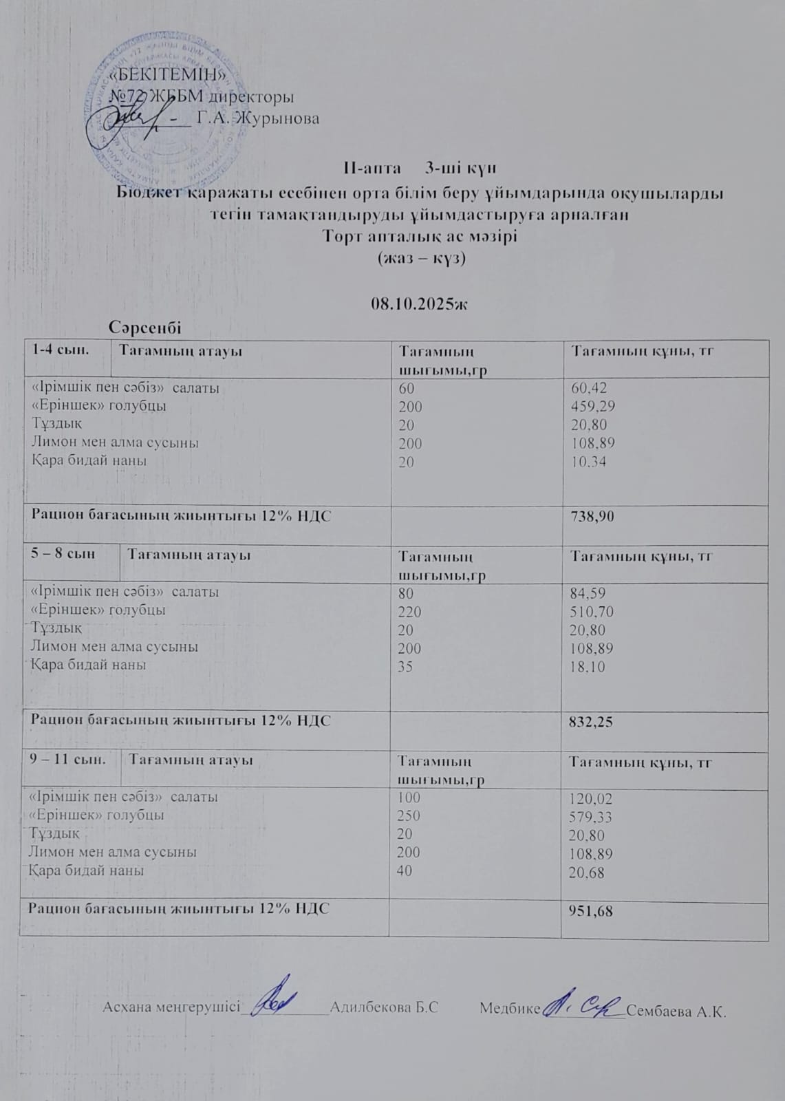 ас мәзірі 08.10.2025 ж.2-апта, 3 күн